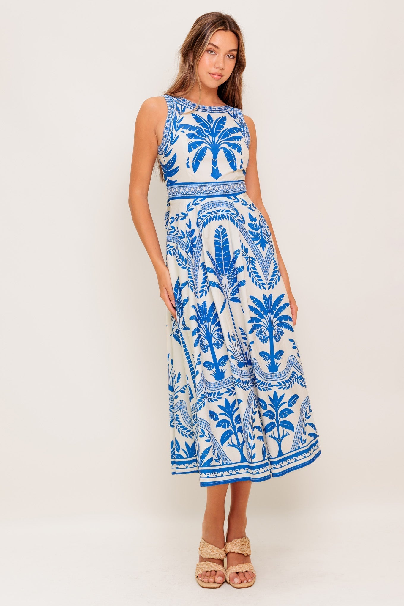 OCEAN PETALS WOVEN MIDI DRESS Flying Tomato